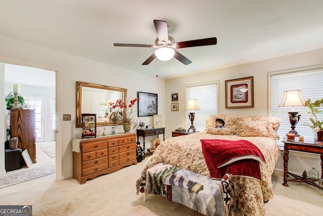 2440 Weatherford Ct, Marietta, GA 30068 - bedroom featuring carpet floors, multiple windows, and ceiling fan