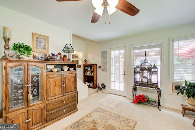 2440 Weatherford Ct, Marietta, GA 30068 - entrance foyer with healthy amount of natural light, carpet floors, and a ceiling fan