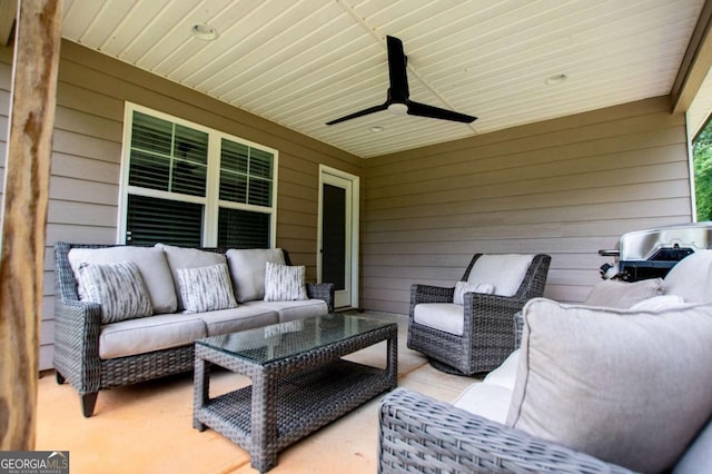 328 Brookstone Dr, Carrollton, GA 30116 - view of patio / terrace with an outdoor hangout area and a ceiling fan