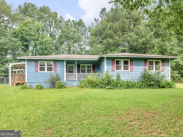 1041 Sandy Ridge Rd, Mcdonough, GA 30252 - ranch-style house with a porch and a front yard