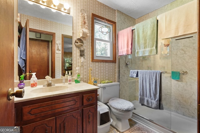 292 Selfridge Rd, Mcdonough, GA 30252 - full bath featuring wallpapered walls, vanity, and a walk in shower
