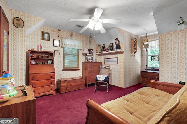292 Selfridge Rd, Mcdonough, GA 30252 - bedroom with wallpapered walls, a textured ceiling, and carpet