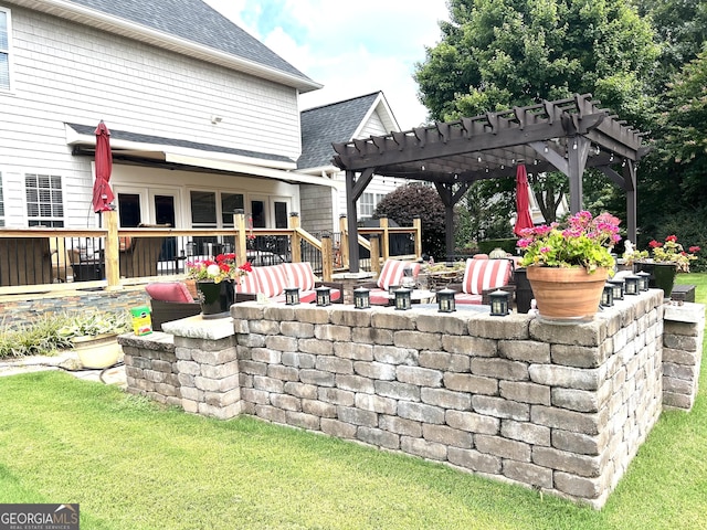 327 Highland Pointe Dr, Cohutta, GA 30710 - view of patio featuring a pergola and a wooden deck