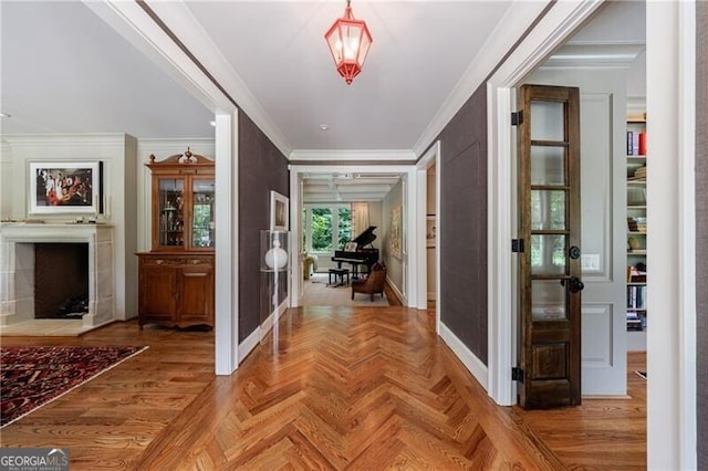 510 Heards Ferry Rd, Atlanta, GA 30328 - hall featuring ornamental molding and baseboards