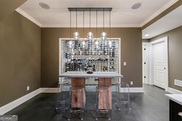 510 Heards Ferry Rd, Atlanta, GA 30328 - dining room featuring ornamental molding and finished concrete flooring