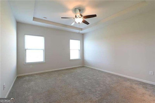 1057 Towne Mill Xing, Canton, GA 30114 - carpeted empty room featuring healthy amount of natural light, a tray ceiling, and ceiling fan