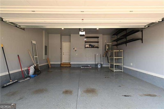 1057 Towne Mill Xing, Canton, GA 30114 - garage with electric panel, a garage door opener, and water heater