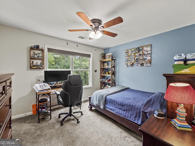302 Thornhill Cir, Jefferson, GA 30549 - carpeted bedroom featuring an office area and ceiling fan