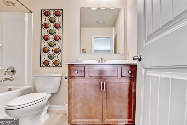 2325 Lake Cove Ct, Buford, GA 30519 - bathroom featuring vanity,  shower combination, and tile patterned floors