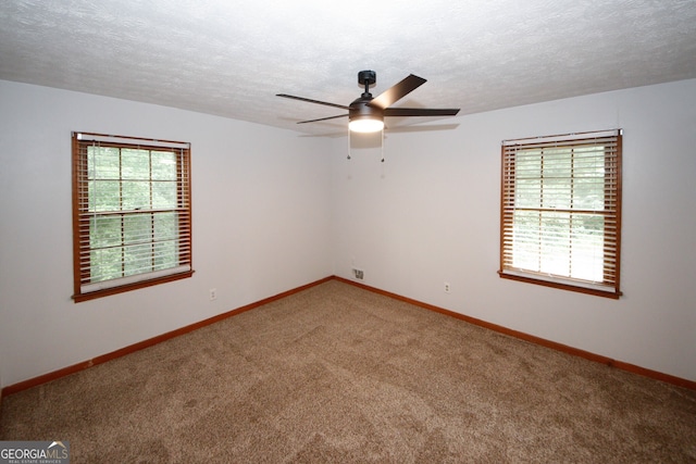2202 Springdale Dr, Snellville, GA 30078 - empty room with plenty of natural light, carpet floors, ceiling fan, and a textured ceiling