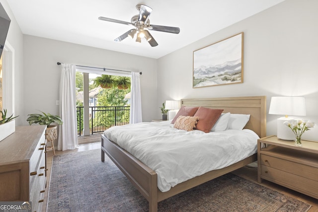 300 Brickworks Cir NE # 302, Atlanta, GA 30307 - bedroom with access to exterior, wood finished floors, and ceiling fan