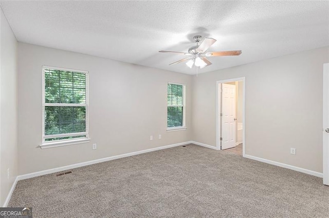 7420 Bristol, Douglasville, GA 30134 - spare room with plenty of natural light, carpet, a ceiling fan, and a textured ceiling