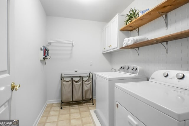 6380 Bannerhorn Run, Alpharetta, GA 30005 - laundry area with independent washer and dryer, cabinet space, and light flooring