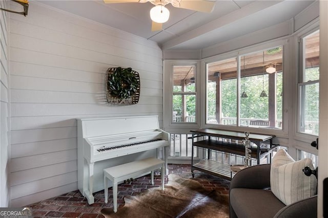 13520 Providence Lk, Alpharetta, GA 30004 - sunroom featuring brick flooring and wooden walls