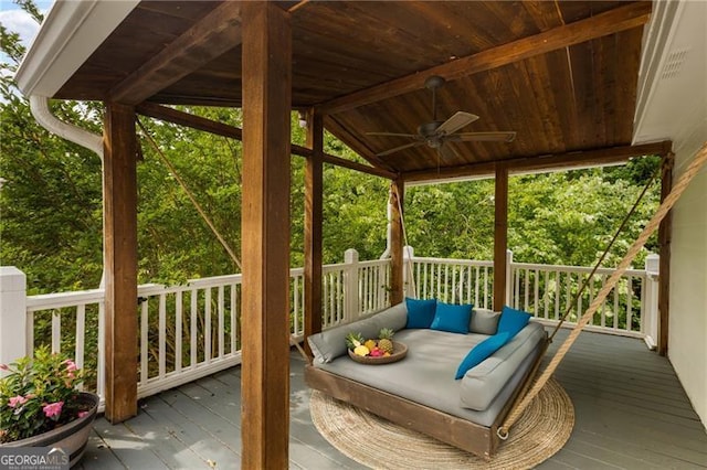 13520 Providence Lk, Alpharetta, GA 30004 - wooden deck featuring a ceiling fan