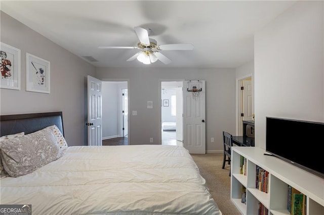 13520 Providence Lk, Alpharetta, GA 30004 - carpeted bedroom featuring baseboards and a ceiling fan