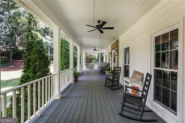 13520 Providence Lk, Alpharetta, GA 30004 - wooden porch featuring a ceiling fan