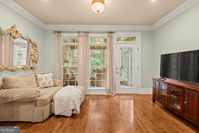 9125 Patrick Pl, Winston, GA 30187 - living area featuring wood finished floors and crown molding