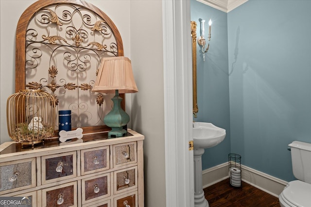 9125 Patrick Pl, Winston, GA 30187 - bathroom featuring wood finished floors and crown molding