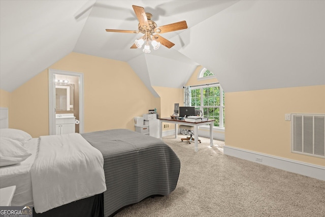 9125 Patrick Pl, Winston, GA 30187 - carpeted bedroom featuring vaulted ceiling and an office area