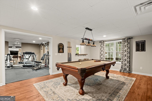 9125 Patrick Pl, Winston, GA 30187 - game room featuring wood finished floors, billiards table, and recessed lighting