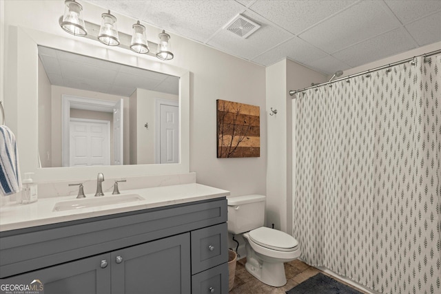 9125 Patrick Pl, Winston, GA 30187 - bathroom featuring vanity, a drop ceiling, and a shower with curtain