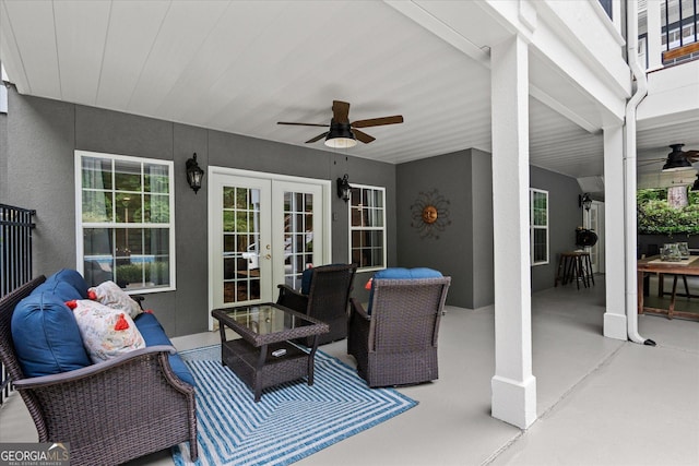 9125 Patrick Pl, Winston, GA 30187 - view of patio / terrace featuring french doors and a ceiling fan