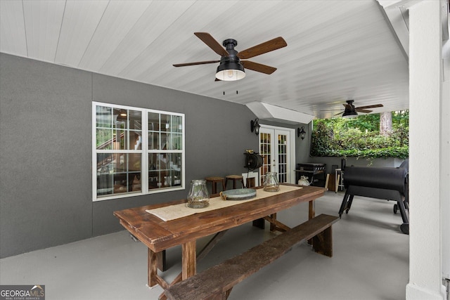 9125 Patrick Pl, Winston, GA 30187 - view of patio / terrace with french doors, ceiling fan, and outdoor dining area