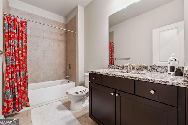 2520 Carmel Way, Alpharetta, GA 30009 - full bathroom featuring vanity, shower / bath combo with shower curtain, and tile patterned floors