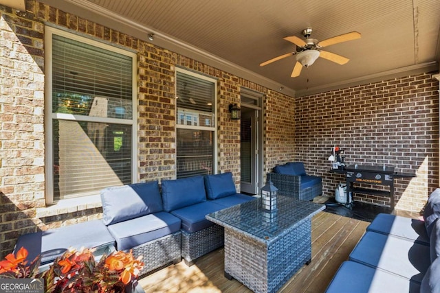 2520 Carmel Way, Alpharetta, GA 30009 - view of patio / terrace with outdoor lounge area, ceiling fan, and a grill