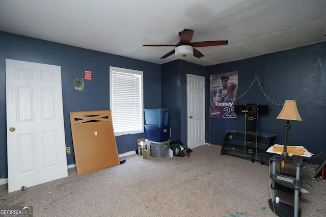 860 Sweet Mill Ln, Lawrenceville, GA 30045 - carpeted living room with ceiling fan and baseboards
