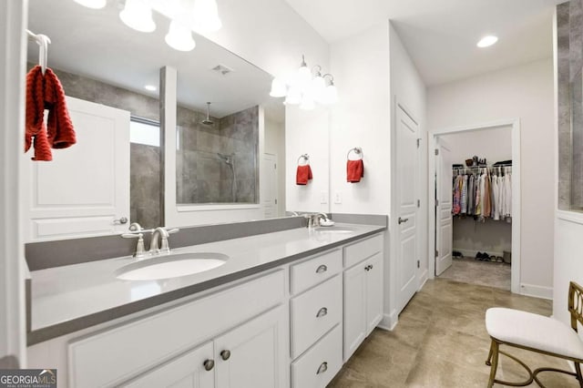 5744 Cypress Bluff Ln, Hoschton, GA 30548 - bathroom featuring a walk in shower, double vanity, and a walk in closet