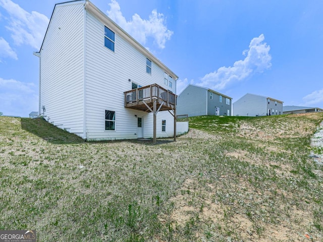 520 Pemberton St, Euharlee, GA 30145 - rear view of house with a wooden deck