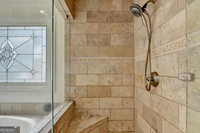 8230 Royal Melbourne Way, Duluth, GA 30097 - bathroom featuring tiled shower and a bath