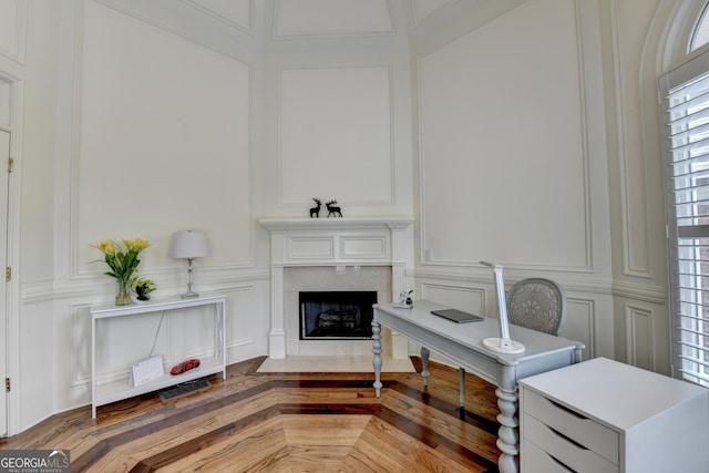 8230 Royal Melbourne Way, Duluth, GA 30097 - home office with a decorative wall and a premium fireplace