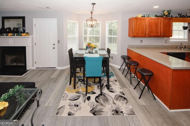 1964 Cutters Mill Way, Lithonia, GA 30058 - dining room featuring light wood-style floors, a glass covered fireplace, and plenty of natural light
