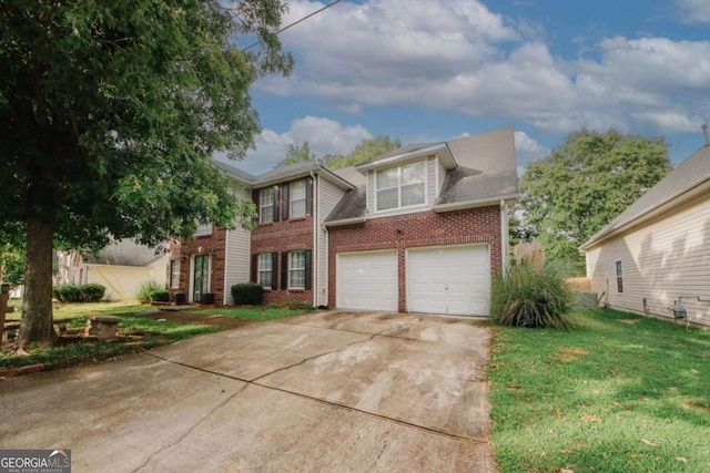 1964 Cutters Mill Way, Lithonia, GA 30058 - view of front of home with brick siding, driveway, a front lawn, and a garage