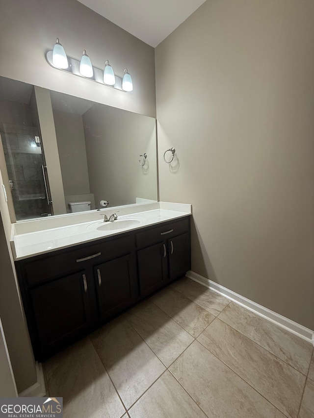 1955 Nocturne Dr Unit 3105, Alpharetta, GA 30009 - full bathroom with vanity, an enclosed shower, and tile patterned floors