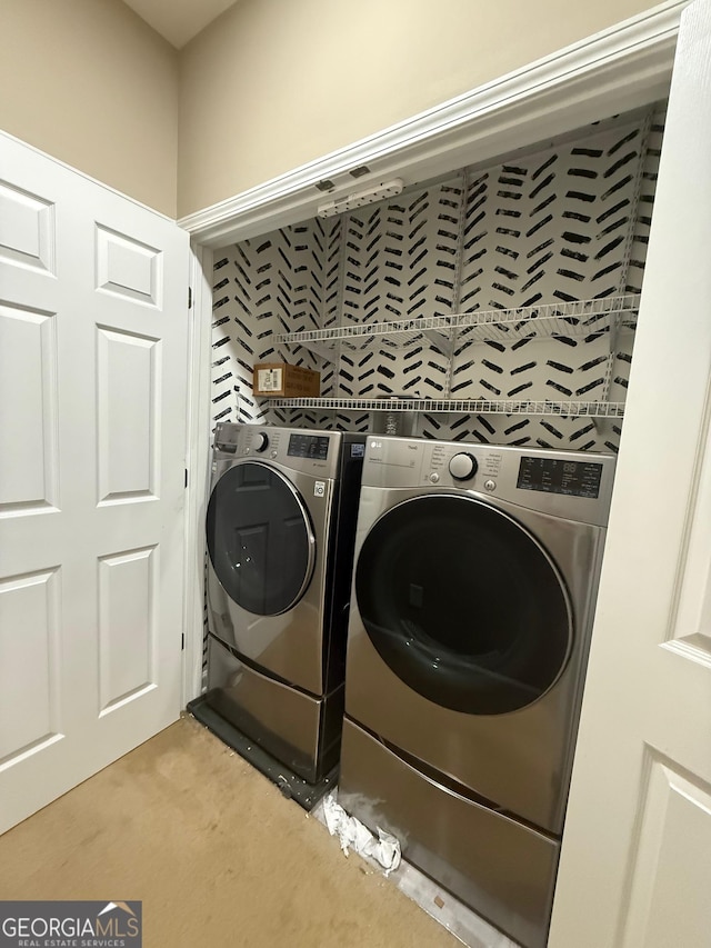 1955 Nocturne Dr Unit 3105, Alpharetta, GA 30009 - washroom with separate washer and dryer and light colored carpet