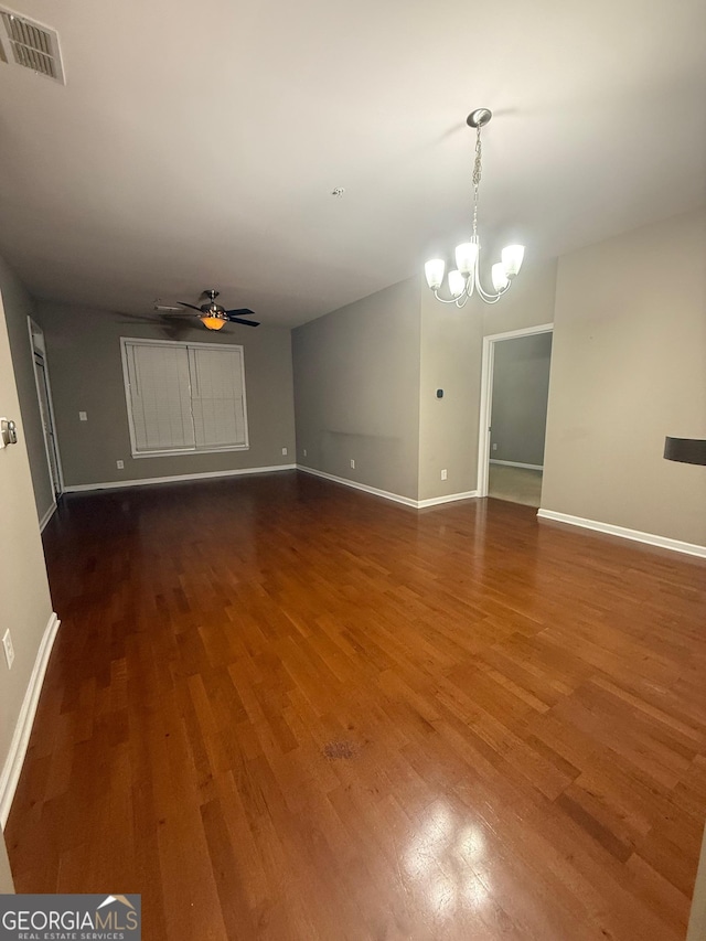 1955 Nocturne Dr Unit 3105, Alpharetta, GA 30009 - empty room featuring wood finished floors, ceiling fan, and a chandelier