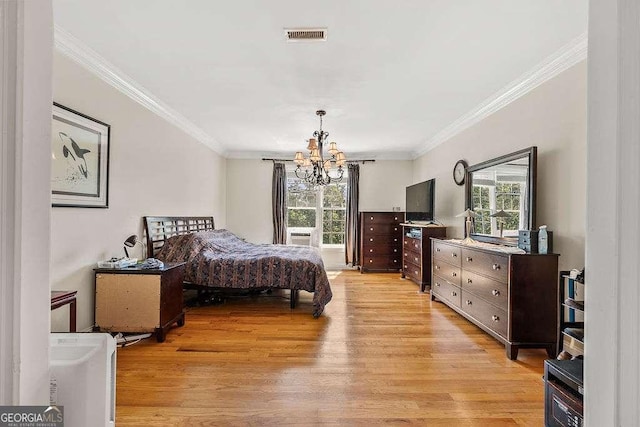 262 Pinnacle Pointe Dr, Rocky Face, GA 30740 - bedroom with multiple windows, light wood-style flooring, a chandelier, and crown molding