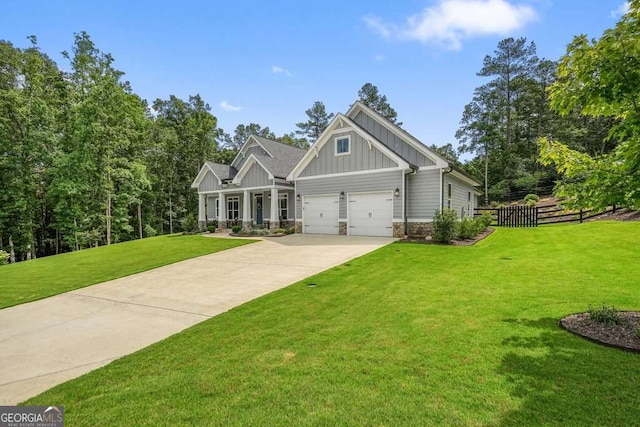 287 Flower Farm Dr, Acworth, GA 30101 - craftsman-style home with board and batten siding, concrete driveway, and stone siding