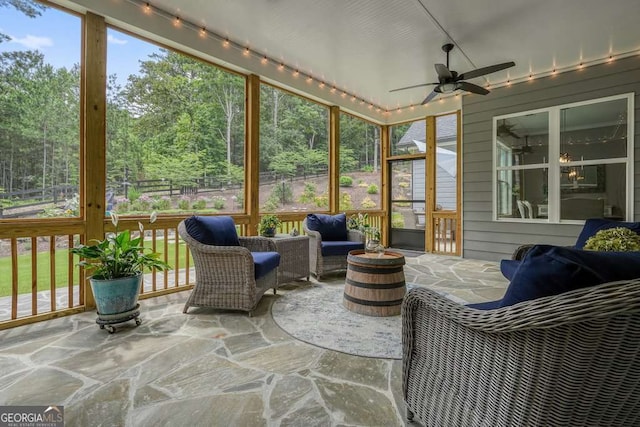 287 Flower Farm Dr, Acworth, GA 30101 - sunroom / solarium with ceiling fan, healthy amount of natural light, and outdoor lounge area