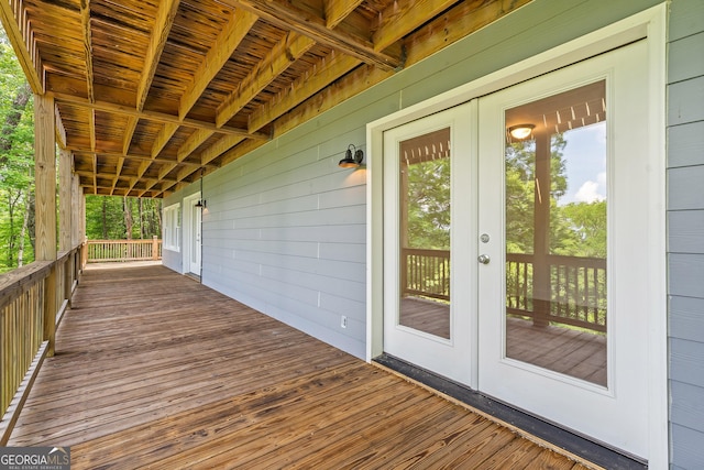 832 Round Top Dr, Clayton, GA 30525 - wooden deck featuring french doors