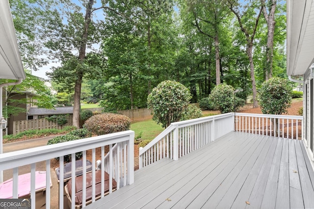 1655 Oak Crest Ct, Marietta, GA 30066 - wooden deck featuring view of scattered trees