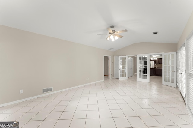 1655 Oak Crest Ct, Marietta, GA 30066 - empty room featuring french doors, ceiling fan, and lofted ceiling