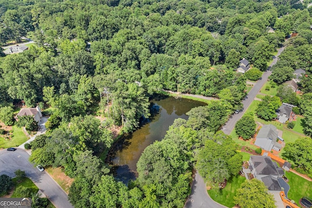 1655 Oak Crest Ct, Marietta, GA 30066 - aerial view of property and surrounding area featuring a nearby body of water and a forest
