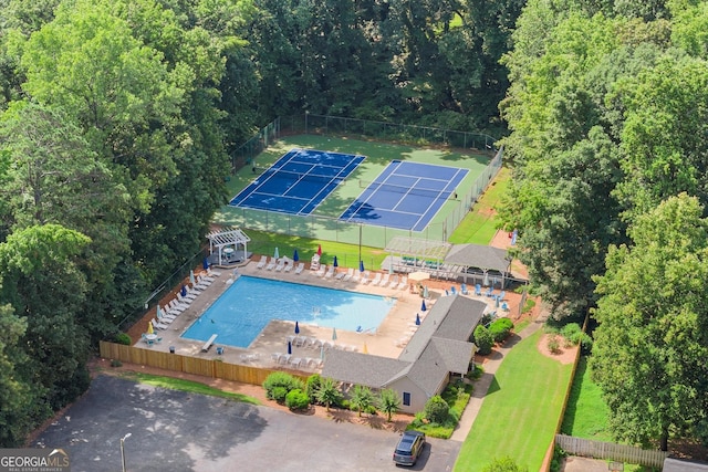 1655 Oak Crest Ct, Marietta, GA 30066 - aerial view of a pool area