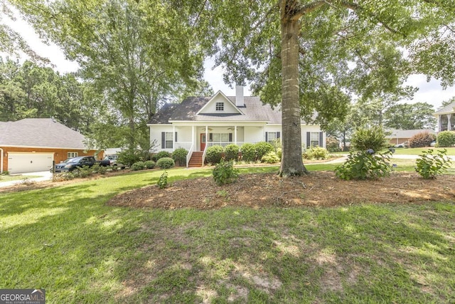 132 Hidden Creek Cir, Lizella, GA 31052 - bungalow-style home featuring covered porch, a chimney, and a front yard
