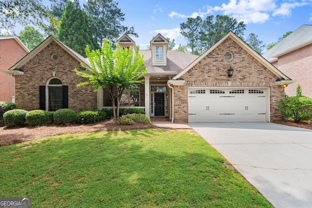 1065 Beacon Hill Xing, Alpharetta, GA 30005 - traditional-style home featuring an attached garage, brick siding, a front lawn, and concrete driveway